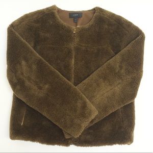 J.Crew Cropped Faux Olive Green Bomber